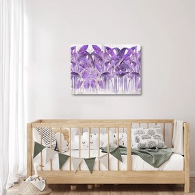 Obraz na szkle - Fioletowe liście w gipsie (70x50 cm)