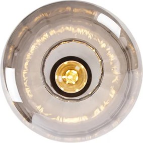 Designerska lampa sufitowa czarna z dymionym szkłem - Qara