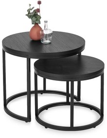 Zestaw Stolików Kawowych MANU 43 cm/53 cm Czarny Nowoczesny Loft