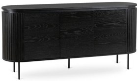 Komoda do Salonu BECK 160 cm Czarna Trzydrzwiowa Ryflowana Nowoczesna