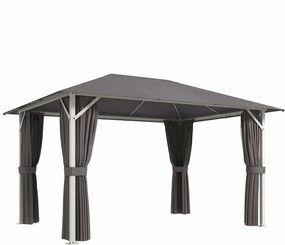 Outsunny Altana ok. 4x3m Wodoodporna Stabilna Zimowa Altana z Moskitierą, 4 ścianami, wentylacją i otworami odpływowymi | Aosom PL