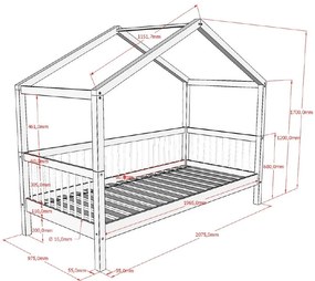 Białe łóżko dziecięce z litego drewna bukowego w kształcie domku z wysuwanym łóżkiem 90x200 cm Forrest – Vipack
