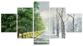 Obraz - Zima kontra lato (125x70 cm)