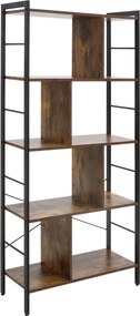 HOMCOM Regał na książki, wąski regał stojący z 5 półkami, regał biurowy do salonu, 77 x 30 x 57,5 cm, Rustykalny brąz | Aosom PL