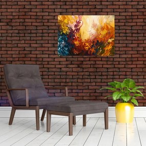 Obraz na szkle - Abstrakcyjny obraz kwiatów (70x50 cm)