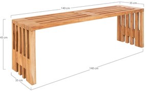 Ławka ogrodowa z drewna tekowego House Nordic Benidorm, 140x35 cm