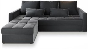 Ciemnoszara rozkładana narożna sofa ZENOVA 220x140 cm, dwustronna