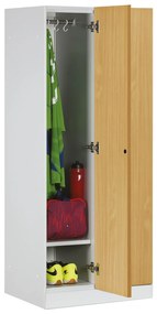 Szafa ubraniowa S1 obniżona 2-drzwiowa, 1500 x 600 x 500 mm, demontaż, zamek kodowy, drzwi laminowane, buk