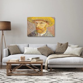 Obraz na szkle - Vincent van Gogh, Self-Portrait with a Straw Hat (The Potato Peeler), reprodukcje (70x50 cm)