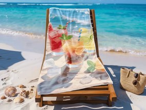 Szybkoschnący XL ręcznik plażowy COLD DRINKS kolorowy 100 x 180 cm, 100% mikrofibra