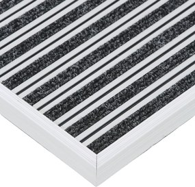 Aluminiowa mata czyszcząca z wkładem dywanowym i listwą najazdową, 80 x 90 cm, czarna