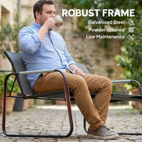 Outsunny Zestaw Mebli Ogrodowych dla 4 Osób Oddychająca Sofa Ogrodowa z 2-osobową Ławką, 2 Krzesłami, Okrągłym Stołem i Regulowanymi Nóżkami | Aosom PL