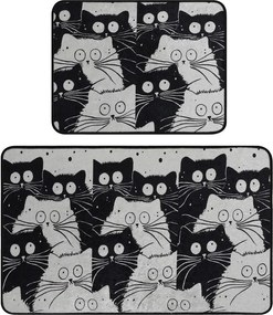 Czarne/szare dywaniki łazienkowe zestaw 2 szt. 60x100 cm White Cats – Foutastic