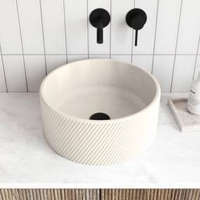 Massi Umywalka betonowa nablatowa okrągła bez otworu na baterię 37 cm VIJA | różne kolory : Kolor - Kość słoniowa/Ecru