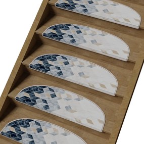Biało-niebieskie dywaniki na schody zestaw 16 szt. 20x65 cm Boxes – Vitaus