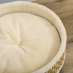 PawHut Łóżko dla zwierząt dla kotów i psów z trzciny morskiej zdejmowana poduszka beżowy khaki naturalny 48x48x245cm | Aosom PL