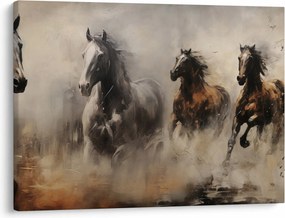 Obraz - Obraz olejny przedstawiający konie (70x50 cm)
