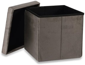 Brązowa aksamitna pufa ze schowkiem A1-S11