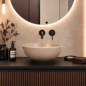 Massi Umywalka ceramiczna nablatowa okrągła beżowa FLOW Latte 40 cm