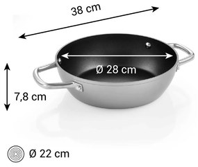 Tescoma Głęboka patelnia GrandCHEF+ średnica 28cm, 2 uchwyty, śred. 28 cm