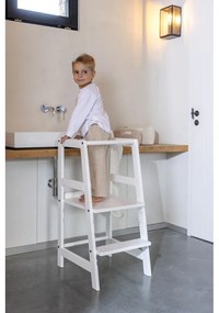 Biały pomocnik kuchenny dla dzieci z litego drewna bukowego Forrest – Vipack