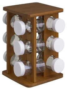 Zestaw pojemników na przyprawy ze stojakiem 12 szt. Bamboo Walnut – Casa Selección