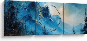 Obraz - Malowanie gór (z zegarem) (90x30 cm)