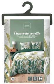 Biało-zielona bawełniana pościel dwuosobowa 240x220 cm Otika – douceur d'intérieur
