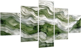 Obraz - Zielone i białe zmarszczki (125x70 cm)