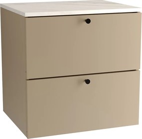 Szafka pod umywalkę WENA, gładkie fronty, Beti, 60x60x47 cm, Cappuccino/Marmur Bianco