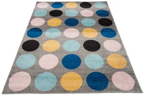 Szary dywan dziecięcy w kolorowe kropki P2-S14