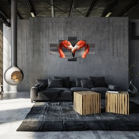 Obraz dwóch zakochanych flamingów (125x70 cm)