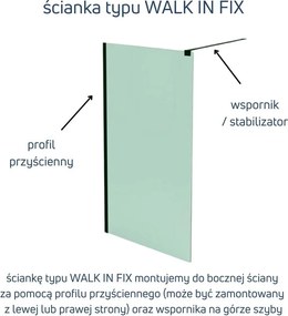 Ścianka prysznicowa przezroczysta 8 mm WALK IN MOLIS CLEAR SQUARE MASSI | rożne rozmiary : Kolor profili kabiny - złoty szczotkowany, Szerokość ścianki - 120 cm, Typ montażu - WALK in FIX (Do ściany)