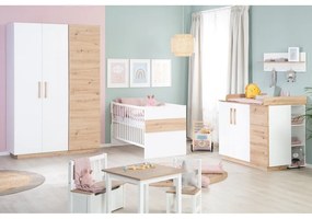 Biała/w naturalnym kolorze komoda dziecięca w dekorze dębu z przewijakiem 118x103x79 cm Lion – Roba