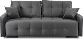 Sofa z Funkcją Spania FAVIO Wersalka Rozkładana Dwuosobowa Welurowa Szara Nowoczesna do Salonu