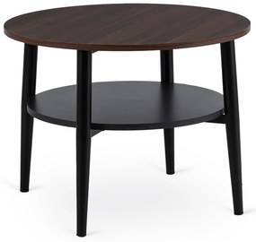 Stolik Kawowy Okrągły PAULO 60 cm Orzech/Czarny Nowoczesny Loft