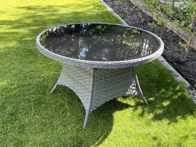Ekskluzywny stół ogrodowy z okrągłego technorattanu MODERNO szary