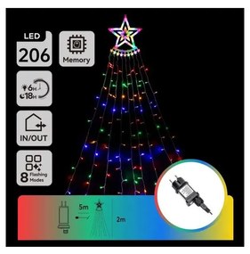 Aigostar - LED RGBY zewnętrzna dekoracja świąteczna 206xLED/6W/230V 2m IP44