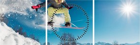 Obraz - Snowboardzista (z zegarem) (90x30 cm)