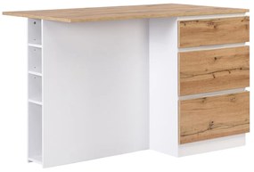 Wyspa kuchenna z 6 szufladami i 4 półkami z MDF - Naturalne jasne i Białe - POMARELA