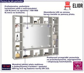 Toaletka z oświetleniem i przegródkami beton - Eda