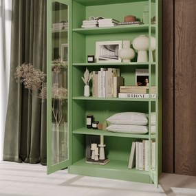 Szklana witryna AMELIA, 900 x 1850 x 400 mm, Fresh Style: pastelowy zielony