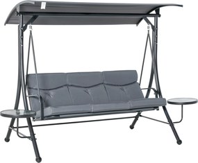 Outsunny: Elegancka Huśtawka Ogrodowa 3-osobowa z Daszkiem i Dodatkowymi Stoliczkami