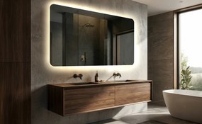 100x100 Nowoczesne Lustro Łazienkowe Podświetlane Zaokrąglone LED142