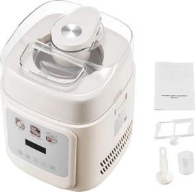 Lodziarka SucceBuy Automatyczna Pionowa, Turbina do Lodów Sorbetów Mrożonego Jogurtu z Wbudowaną Sprężarką, Elektryczna Maszyna do Lodów bez Wstępnego Mrożenia