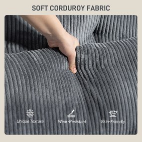 HOMCOM Sofa-łóżko z poduszką, piankowe, rozkładane, uchwyt na kubek, szary