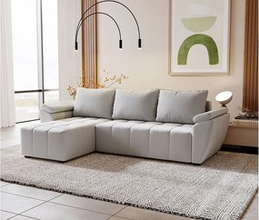 BEDANTE narożnik ZEUS L Monolith 84 lewy szary z funkcją spania sofa w kształcie litery L z pojemnikiem na pościel kanapa do salonu sofa rozkładana