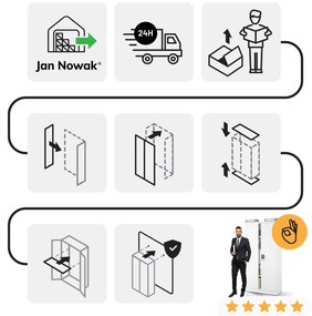 Biurowa szafa metalowa na akta JAN, 900 x 1850 x 400 mm szara