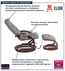 Szary fotel masujący z podnóżkiem  W1-R40