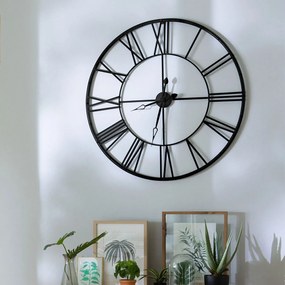 Zegar na ścianę Ø 70 cm, metalowy z cyframi rzymskimi, Atmosphera